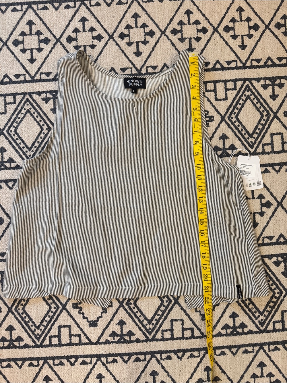 Known Supply Black & White Striped Cropped Tank Top Organic Cotton L - Picture 6 of 8